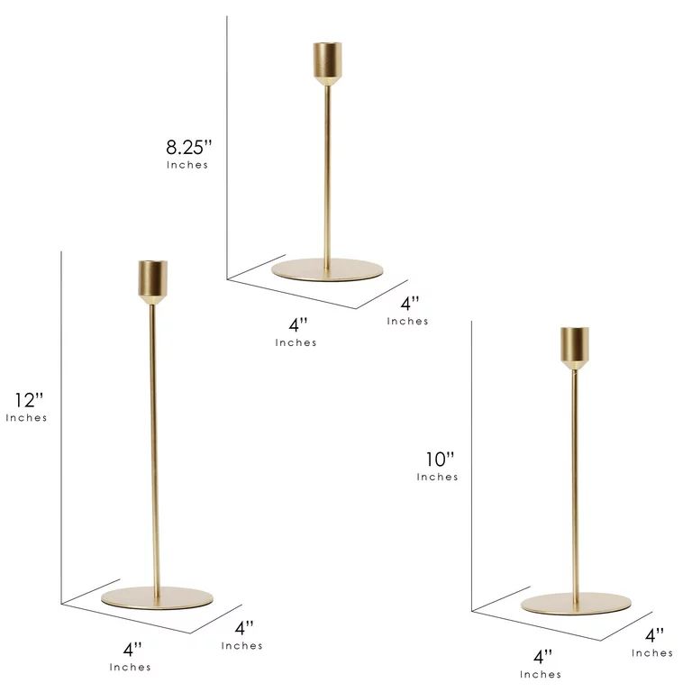Crystal Art Gallery Indoor Modern Metal Gold Unscented Tealight Candle Stick Holder Set of 3 - Wa... | Walmart (US)