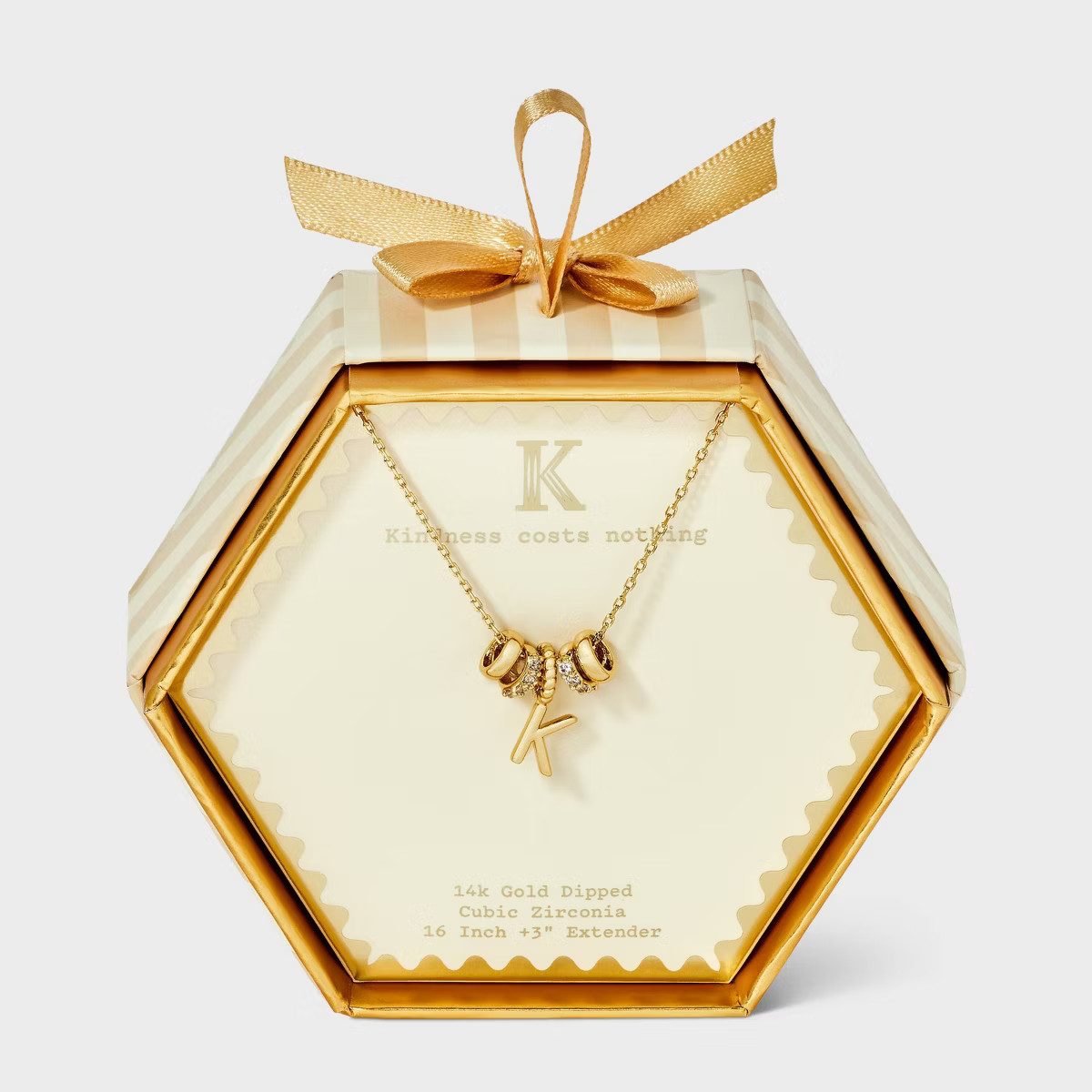14K Gold Dipped Cubic Zirconia Rondelle Initial Necklace - A New Day™ Gold | Target