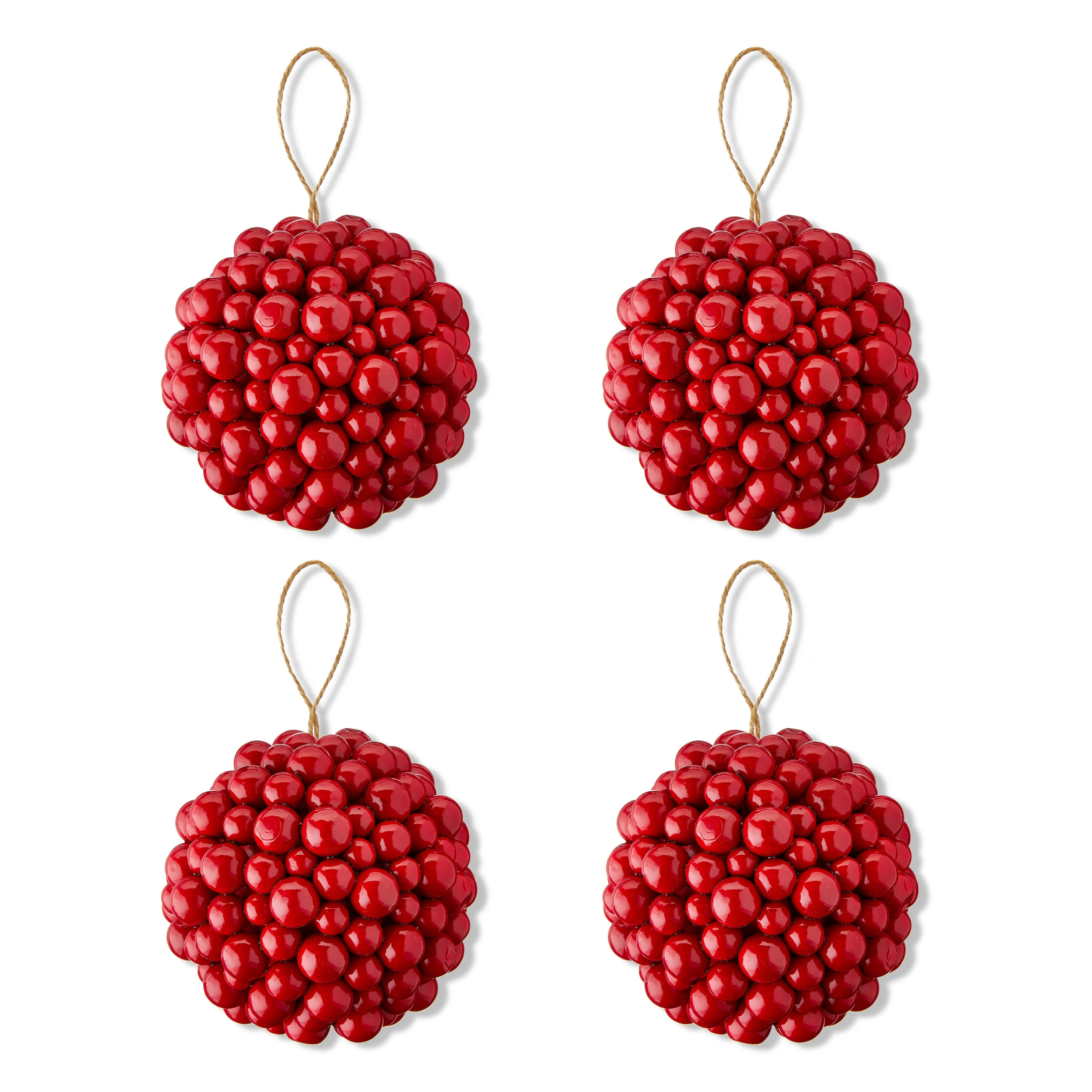 Red Berry Ball Christmas Ornaments, 4 Count, by Holiday Time - Walmart.com | Walmart (US)