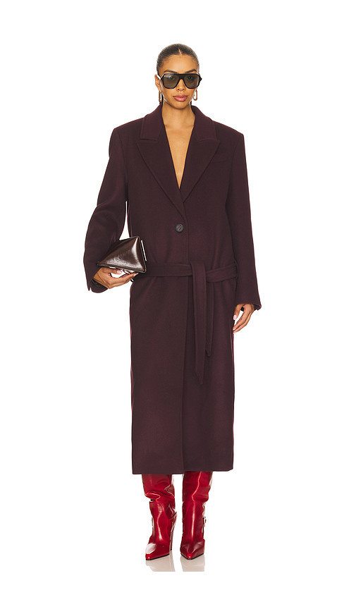 THE ATTICO Long Coat in Burgundy. Taglia 40. Also in 38, 42. | Revolve Clothing (Global)