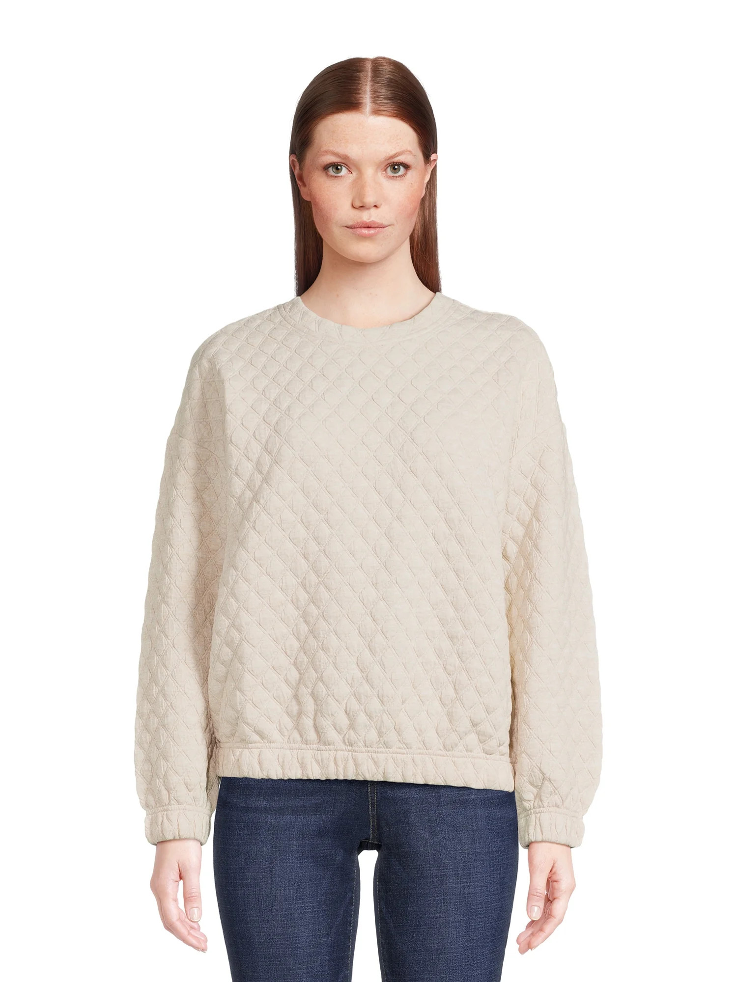 Time and Tru Women's Quilted Sweatshirt | Walmart (US)