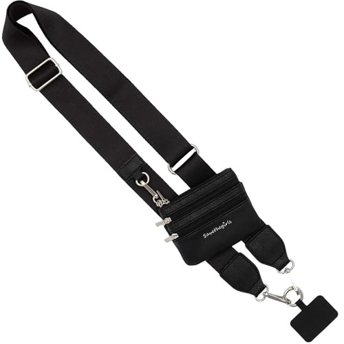 Save the Girls Clip and Go Phone Strap Solid (Black - Black Pouch with Silver Hardware) - Crossbody Phone Strap Chain with Zipper Wallet Pouch – Phone Lanyard with Zippered Pouch | Amazon (US)