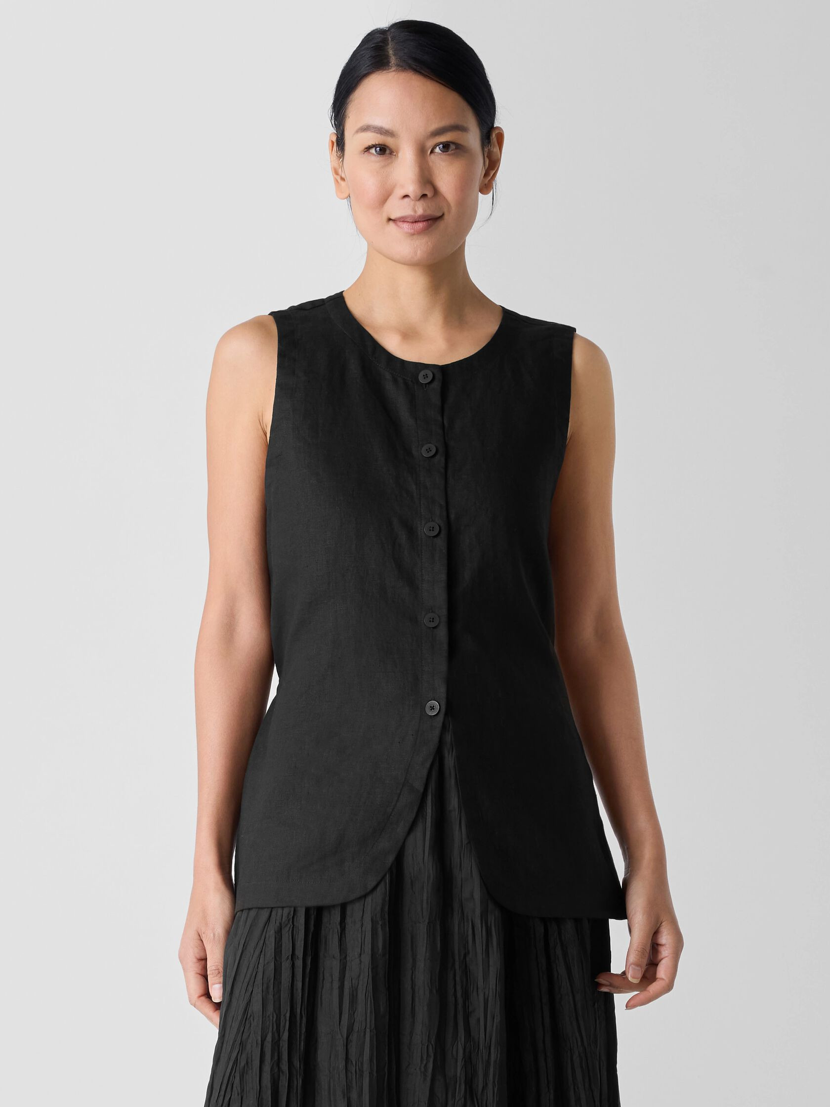 Organic Linen Long Vest | Eileen Fisher