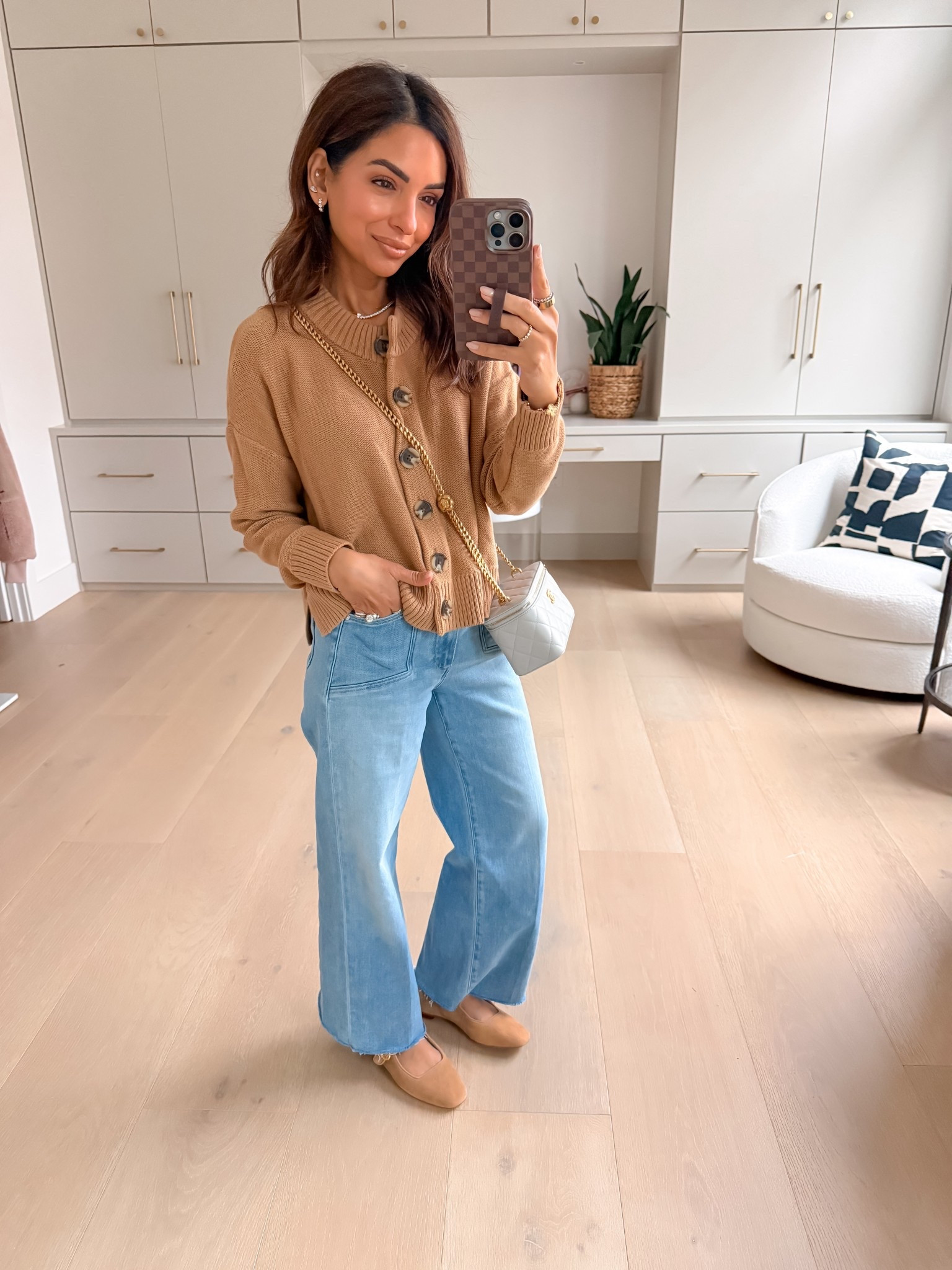 Wearing an xs in quince cardigan & 24 in denim. Ballet flats run TTS & SUPER comfy right out of the box! 

#LTKootd #LTKOver40 #LTKPetite