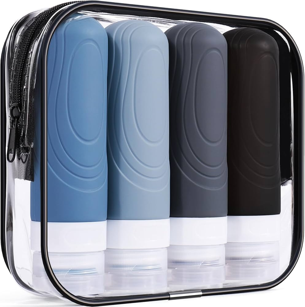 GLAMFIELDS Travel Bottles for Toiletries,TSA Approved 3oz size Leak Proof Silicone Containers for... | Amazon (US)