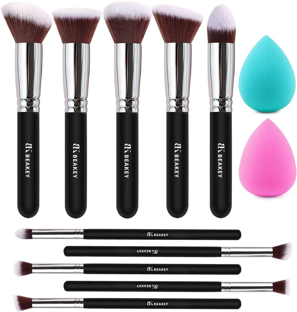 BEAKEY 12Pcs Makeup Brush Set Premium Synthetic Foundation Face Powder Blush Eyeshadow Kabuki Bru... | Amazon (CA)