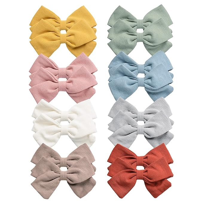 16PCS Baby Girls Hair Clips Set , Bows Barrettes Fully Lined Clips For Fine Hair Accessory for Ba... | Amazon (US)