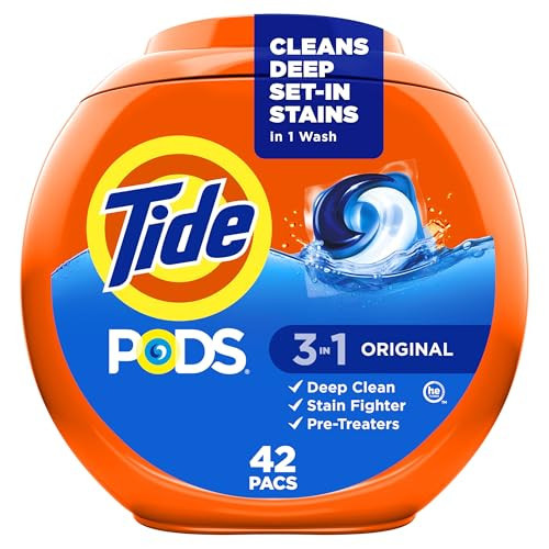 Tide PODS Laundry Detergent Pacs, 3-in-1 Stain Remover, Odor Fighter, Color Protector, 42 Count, HE compatible, Original Scent (Packaging May Vary) | Amazon (US)
