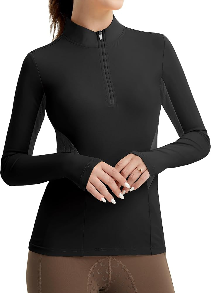 FitsT4 Sports Womens Equestrian Shirts Thumbholes Long Sleeve Horse Riding Shirts Quick Dry UPF50... | Amazon (US)