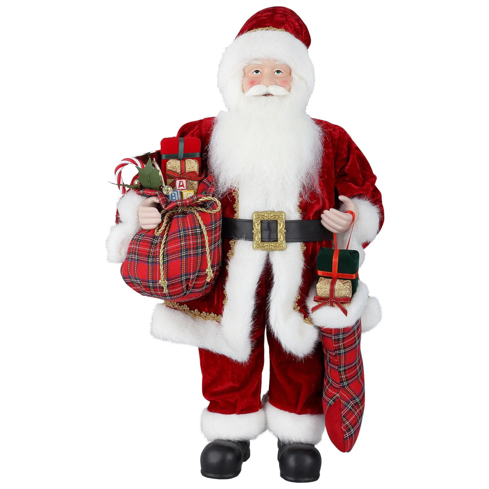 UTEN 24" Santa Claus, Christmas Figurine Figure Decor with Christmas Sock and Gifts Bag for Holid... | Walmart (US)