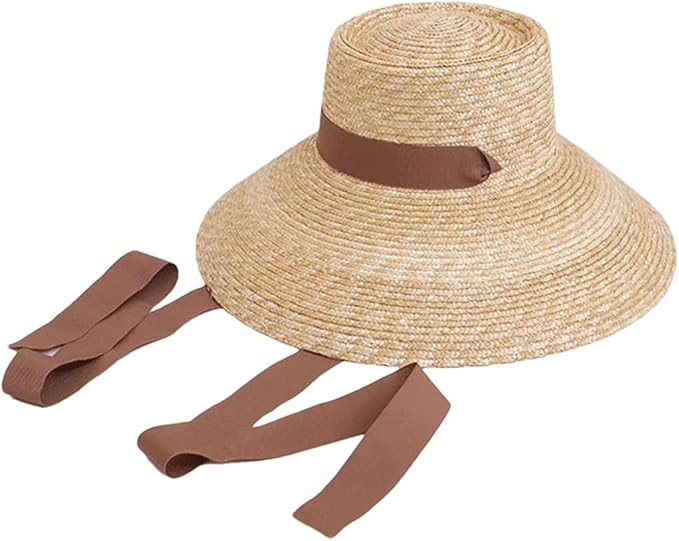 Rfmfkkg Women Wide Brim Straw Hat with Chin Strap Hats Beach Hat Lanyard Travel Hat | Amazon (US)