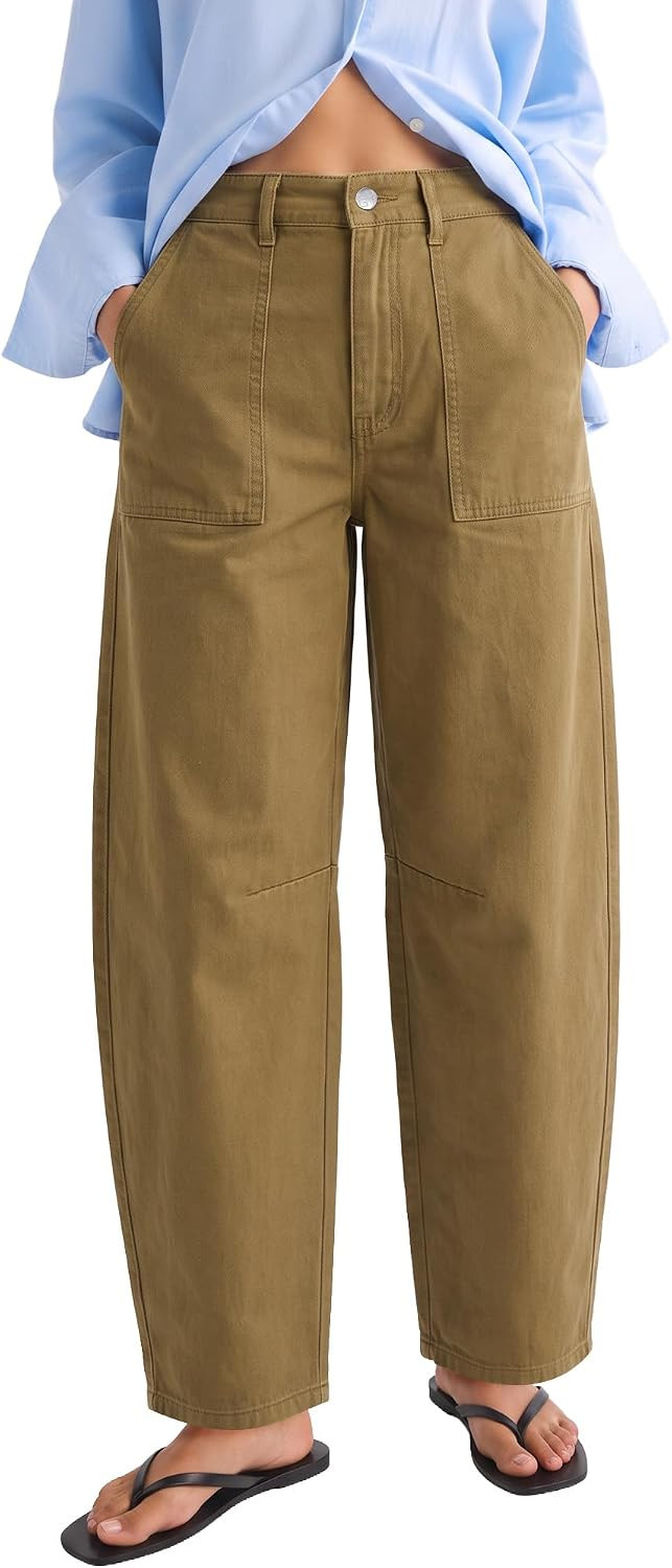GRAPENT Barrel Pants Women Business Casual High Waisted Chino Ankle Slacks | Amazon (US)
