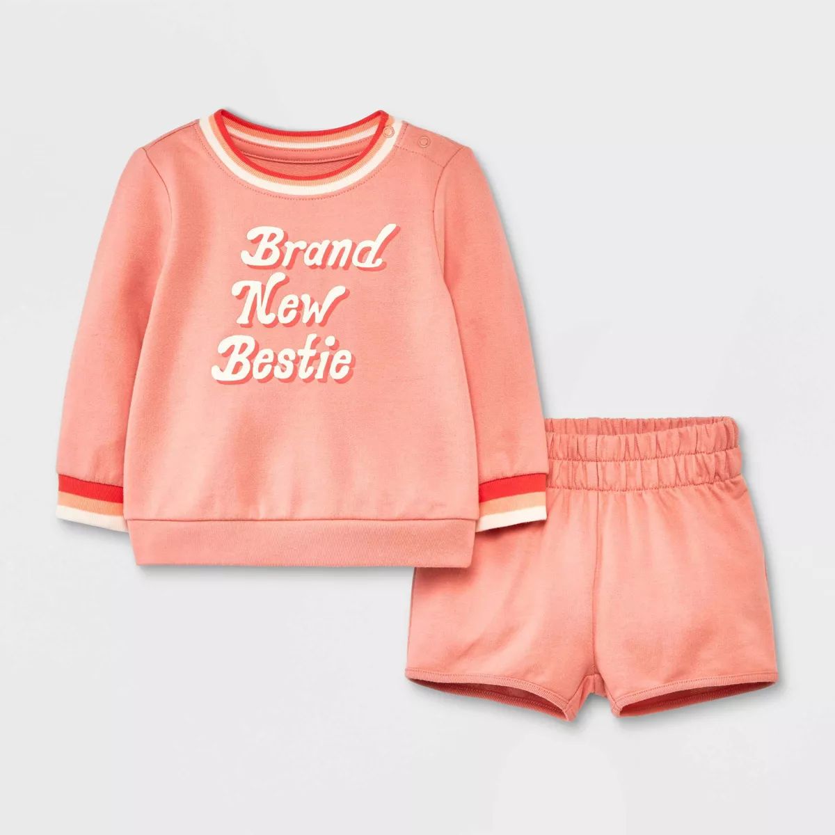 Baby Girls' 'Brand New Bestie' Graphic Top & Bottom Set - Cat & Jack™ Pink | Target