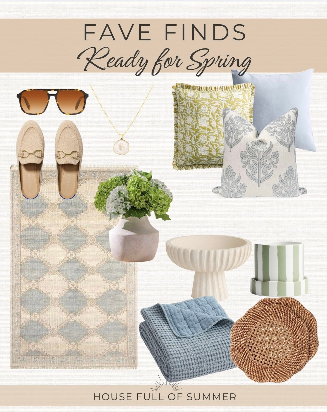 Fave finds ready for spring home decor rug pillow covers blue green Nancy Myers aesthetic Hamptons style 

#LTKSaleAlert #LTKHome