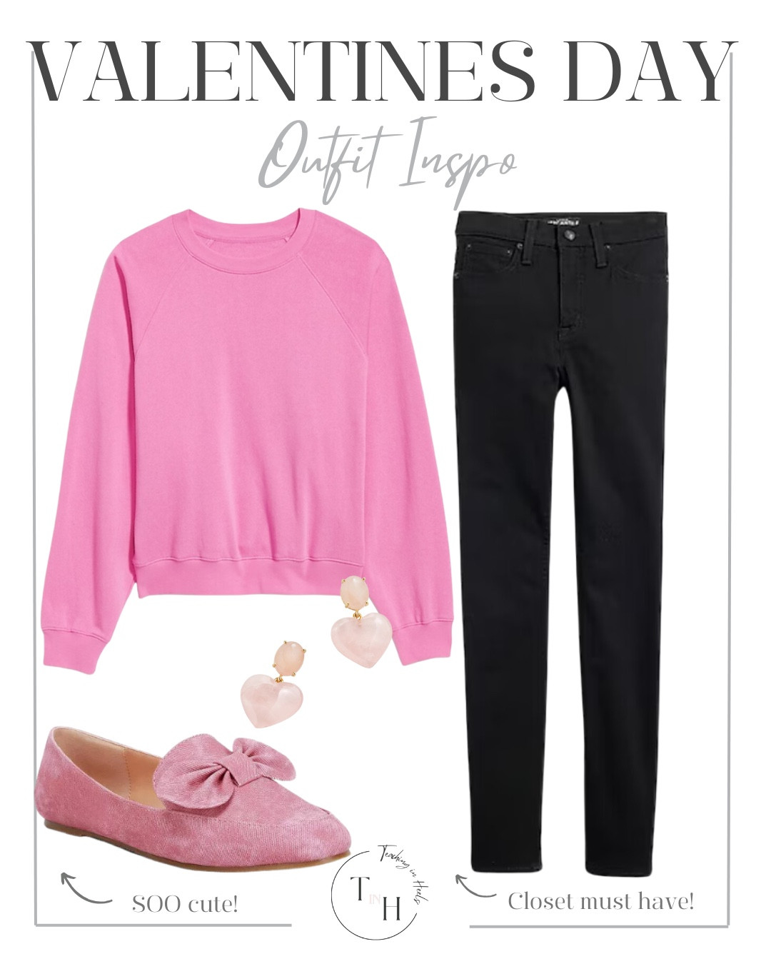 Crewneck sweatshirt  black skinny jeans  pink bow loafers  pink heart earrings  valentines day ootd  valentines day vibes  teacher style  teacher work style workwear  business casual  business office outfit  teacher ootd  teacherfit   ootd  shirt trendteacher  teacher outfits  teacher

#LTKSaleAlert #LTKSeasonal #LTKStyleTip