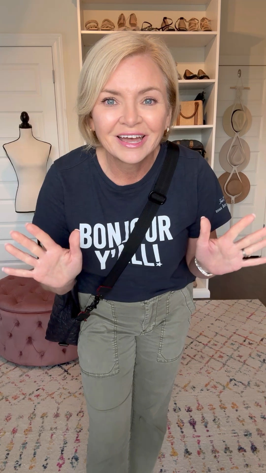 Happy Friday!  Keeping it very casual today as it was a bit cooler and rainy. Wearing small tee and 27 petite pants. 

Petite fashion
Casual outfit
Crossbody bag
Sandals
Cargo pantss

#LTKStyleTip #LTKOver40 #LTKItBag