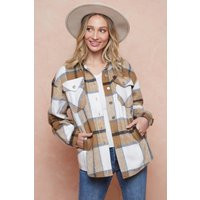New On Blue Shacket Jacket Shirt Western Mustard/White Plaid Brushed Flannel Button Down Boho Hippie | Etsy (US)