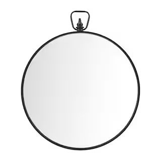 StyleWell Medium Round Black Classic Accent Mirror with Handle (32.5 in. H x 27.5 in. W) 17MJ0173... | The Home Depot