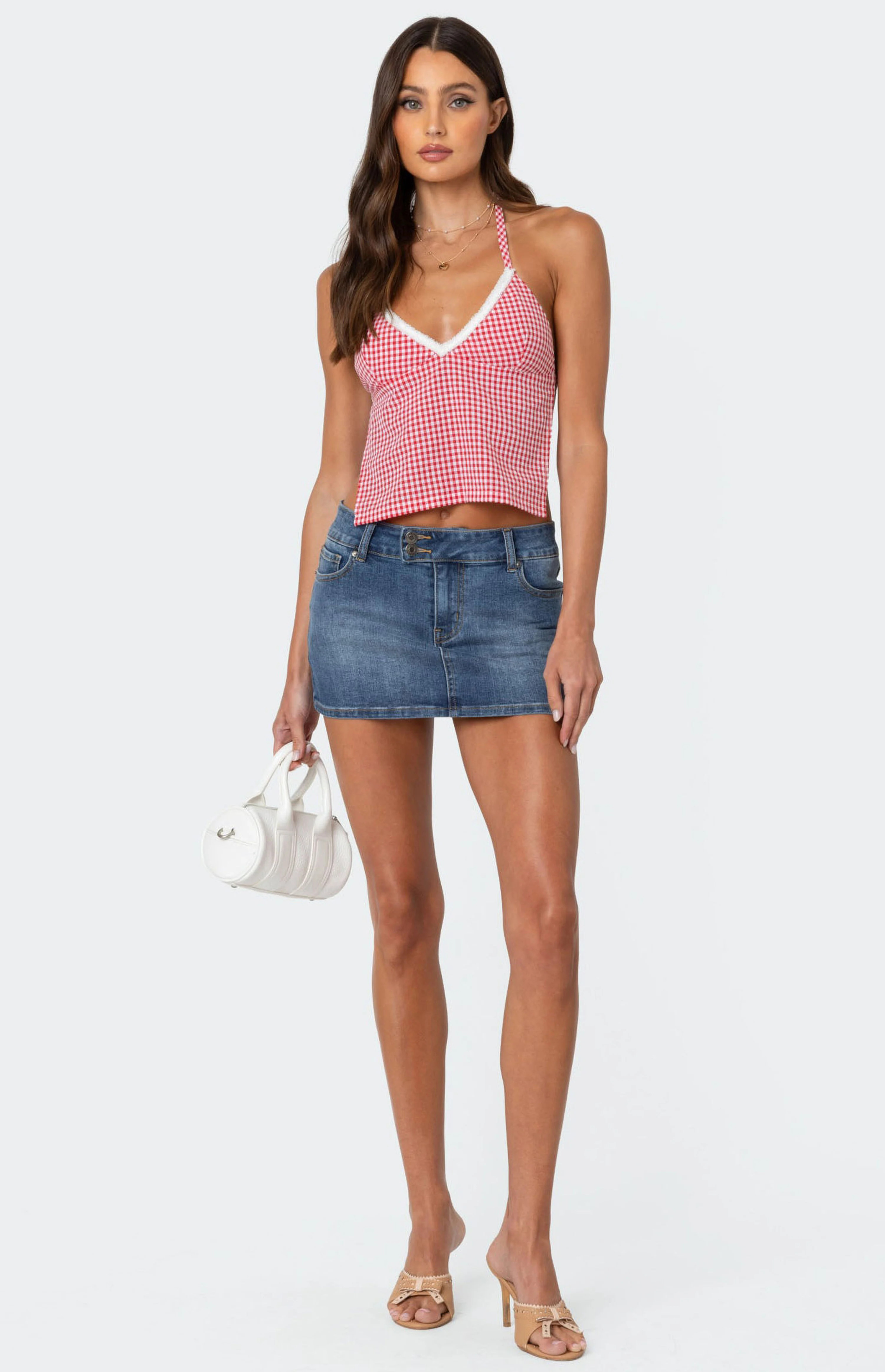 Edikted Charmaine Open Back Gingham Top | PacSun