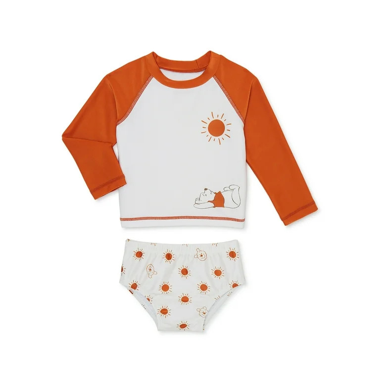 Winnie the Pooh Baby Long Sleeve Rashguard and Swim Bottom Set, 2-Piece, Sizes 0/3-12 Months | Walmart (US)