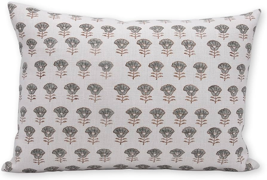 Fabritual Off White Linen Throw Pillow Cover, Outdoor Pillow with Handloom Print, Sustainable Han... | Amazon (US)