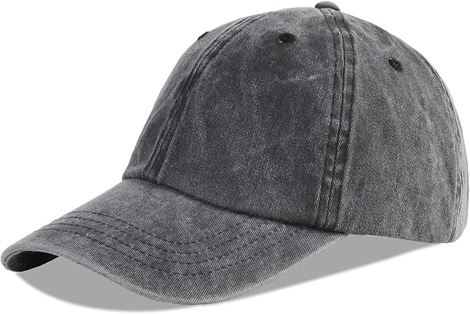 LANGZHEN Unisex Baseball Cap 100% Cotton Fits Men Women Washed Denim Adjustable Dad Hat | Amazon (US)