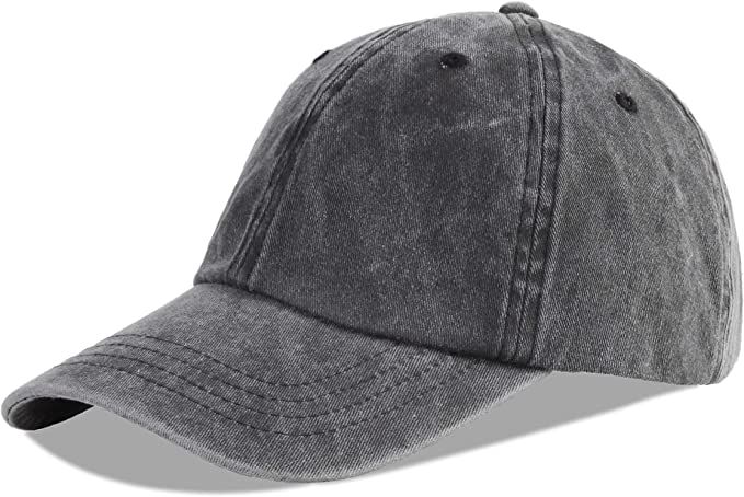 LANGZHEN Unisex Baseball Cap 100% Cotton Fits Men Women Washed Denim Adjustable Dad Hat | Amazon (US)