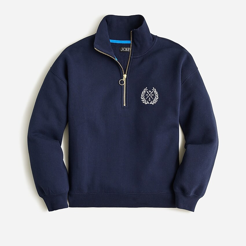 Heritage fleece half-zip sweatshirt with crest detail | J. Crew US