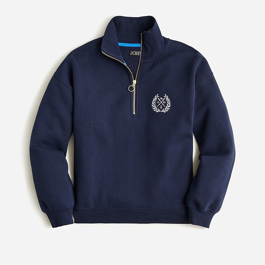 Heritage fleece half-zip sweatshirt with crest detail | J.Crew US