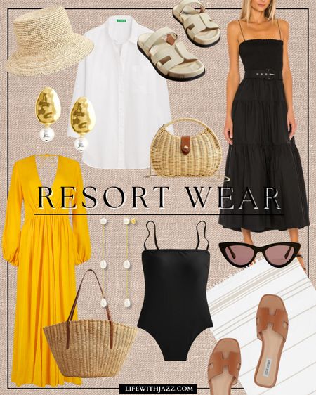 Resortwear roundup ☀️ 

Straw hat/ sandals / flowy dress / swimsuit / one piece / straw purse / pearl earrings / sunglasses / statement earrings 

#LTKSeasonal #LTKtravel