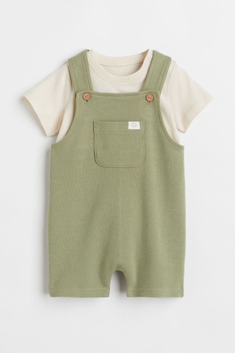 2-piece Cotton T-shirt and Overalls Set | H&M (US + CA)
