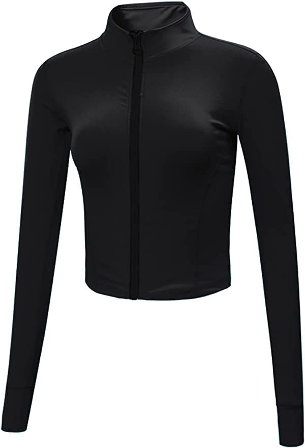 Amazon.com: ZHENWEI Women's Athletic Full Zip Lightweight Workout Jacket with Thumb Holes : Cloth... | Amazon (US)