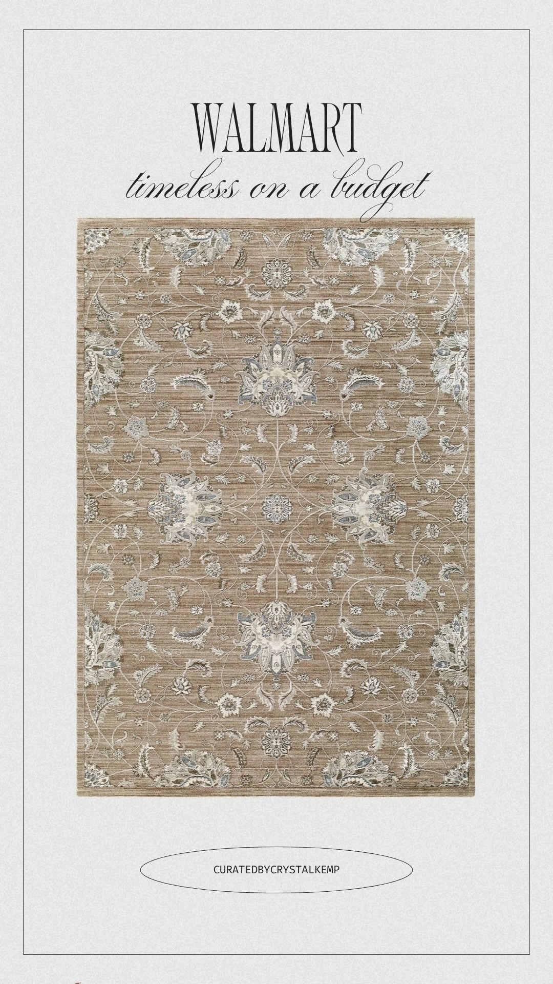 I just ordered this beautiful rug for delivery TODAY for my breakfast nook and I can’t wait! It looks vintage and easy to clean for $130!!

#highendforless #walmart #rug #rugs #walmarthome #homedecor #neutraldecor #neutralhome #nancymeyers #affordablerug

#LTKdayinmylife #LTKvlog #LTKHome