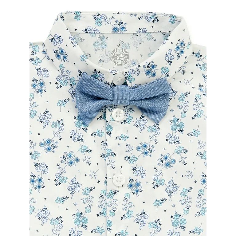 Wonder NationWonder Nation Baby and Toddler Boy Button-Down Shirt, Bowtie, Suspenders and Pants O... | Walmart (US)
