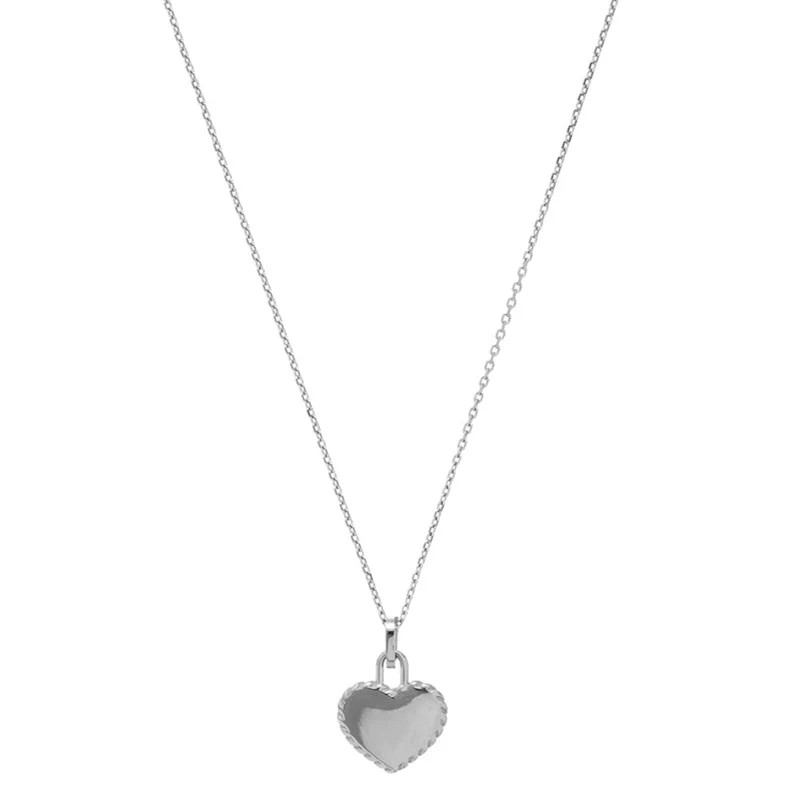 Rope Detail Heart Pendant Necklace - Silver | Orelia