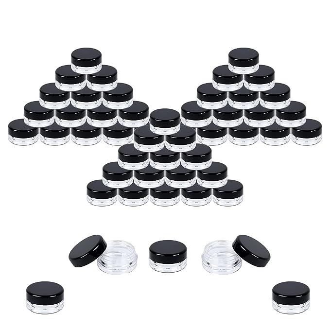 Houseables 3 Gram Jar, 3 ML, Black, 50 Pk, BPA Free, Cosmetic Sample Empty Container, Plastic, Ro... | Amazon (US)