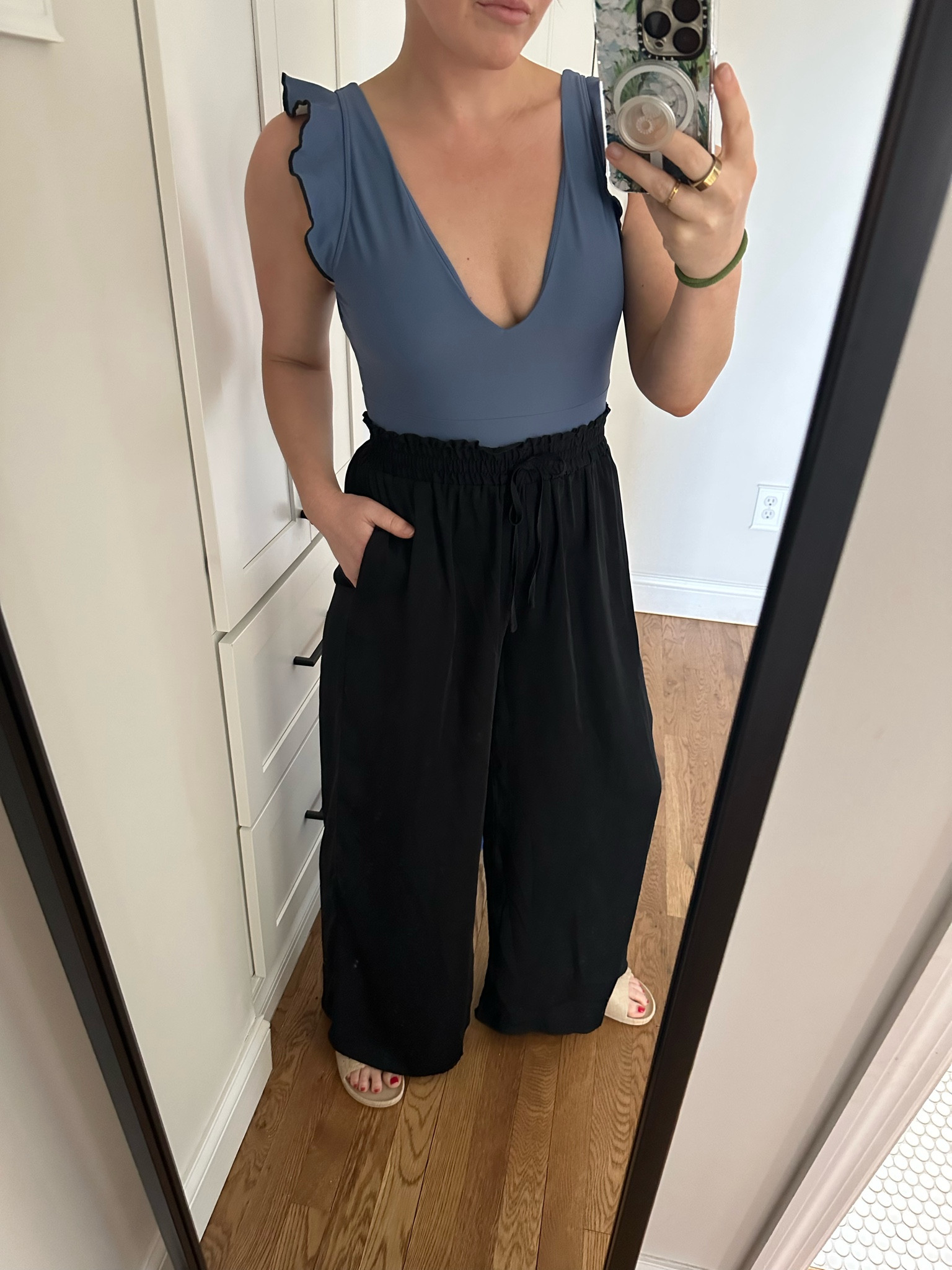 summersalt ruffle backflip swimsuit
black palazzo pants

#LTKsalealert #LTKswim #LTKSeasonal