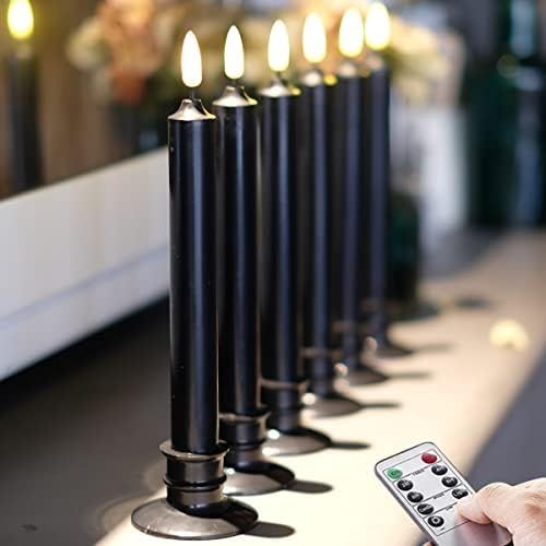 6PACK Black Flameless 8'' Battery Powered Windows Candles with Radio Frequency Remote and Timer &... | Amazon (US)