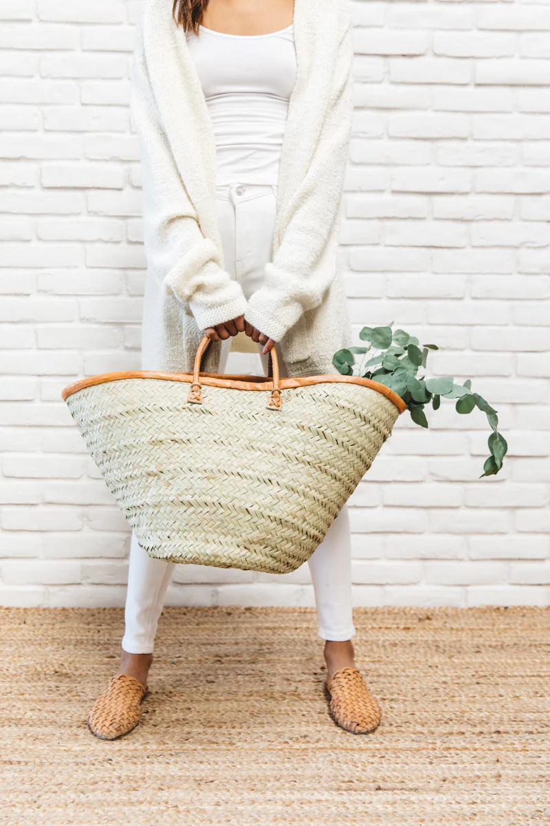 James Palm Shopper Tote Bag with Leather Trim | Gunn & Swain