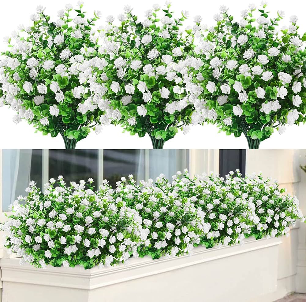 Amazon.com: GREENRAIN Artificial Flowers Outdoor Fake Flowers for Decoration UV Resistant No Fade... | Amazon (US)