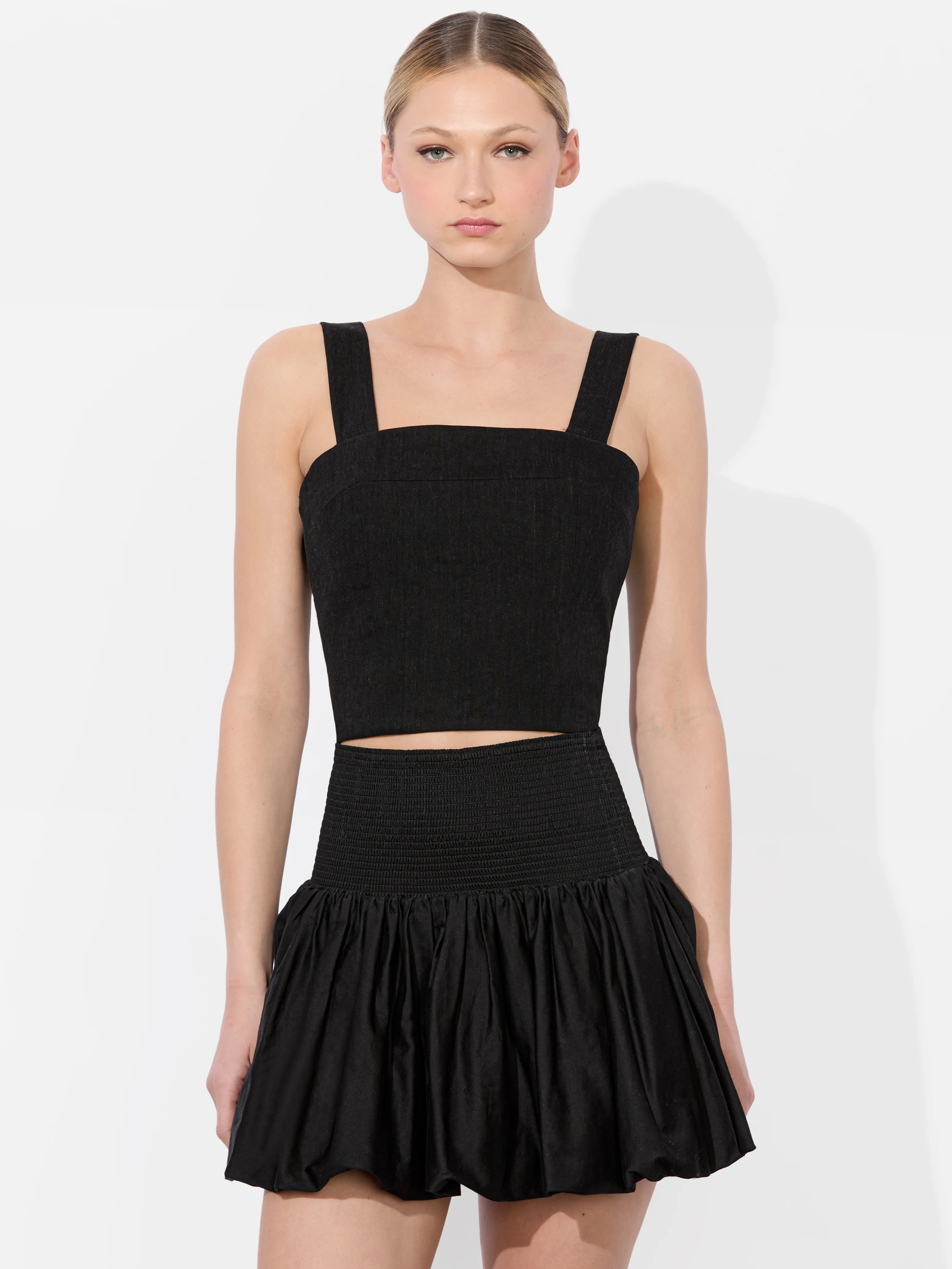 alice + olivia NATALIA LINEN LACE UP TOP | Alice + Olivia