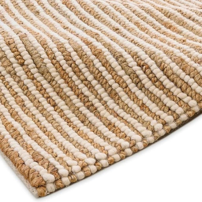 FRELISH DECOR Wool and Jute Premium Handwoven Chunky Stripes Rug - Contemporary Area Rug for Livi... | Amazon (US)