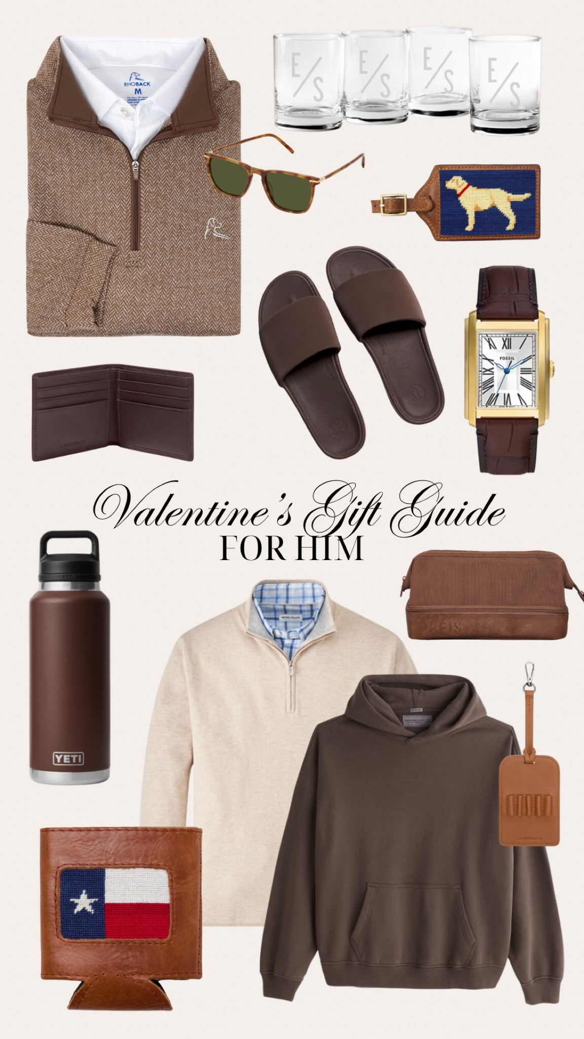 Valentines gift guide for him! Slides, wallet, polo, crew neck, water bottle, yeti, bag, leather, watch 

#LTKSeasonal #LTKGiftGuide #LTKWatchNow