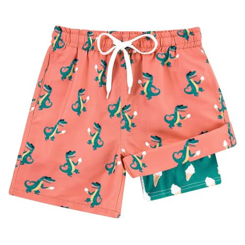 Cozople Boys Swim Trunks Size 10-12 Inner Stretchy Compression Liner Swimming Shorts Funny Alligator Bathing Suit Swimwear UPF Quick Dry Swimsuit with Pockets | Amazon (US)