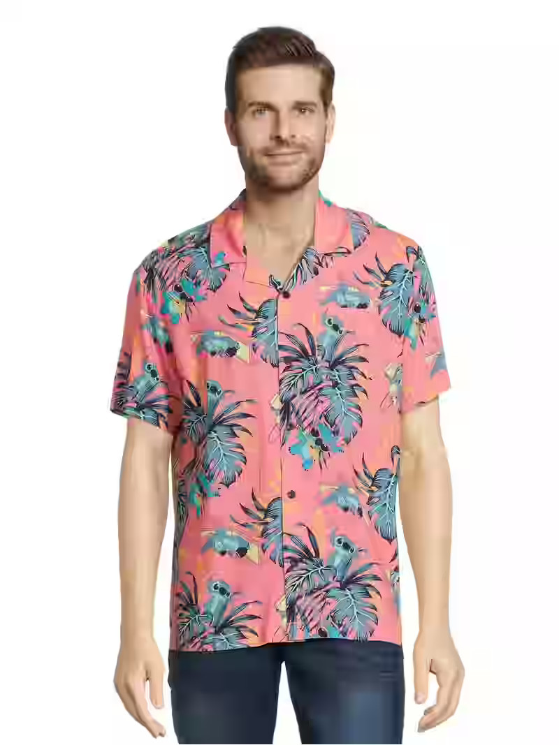 Stitch Men’s and Big Men’s Floral Button Up Shirt with Short Sleeves, Sizes S-3XL | Walmart (US)
