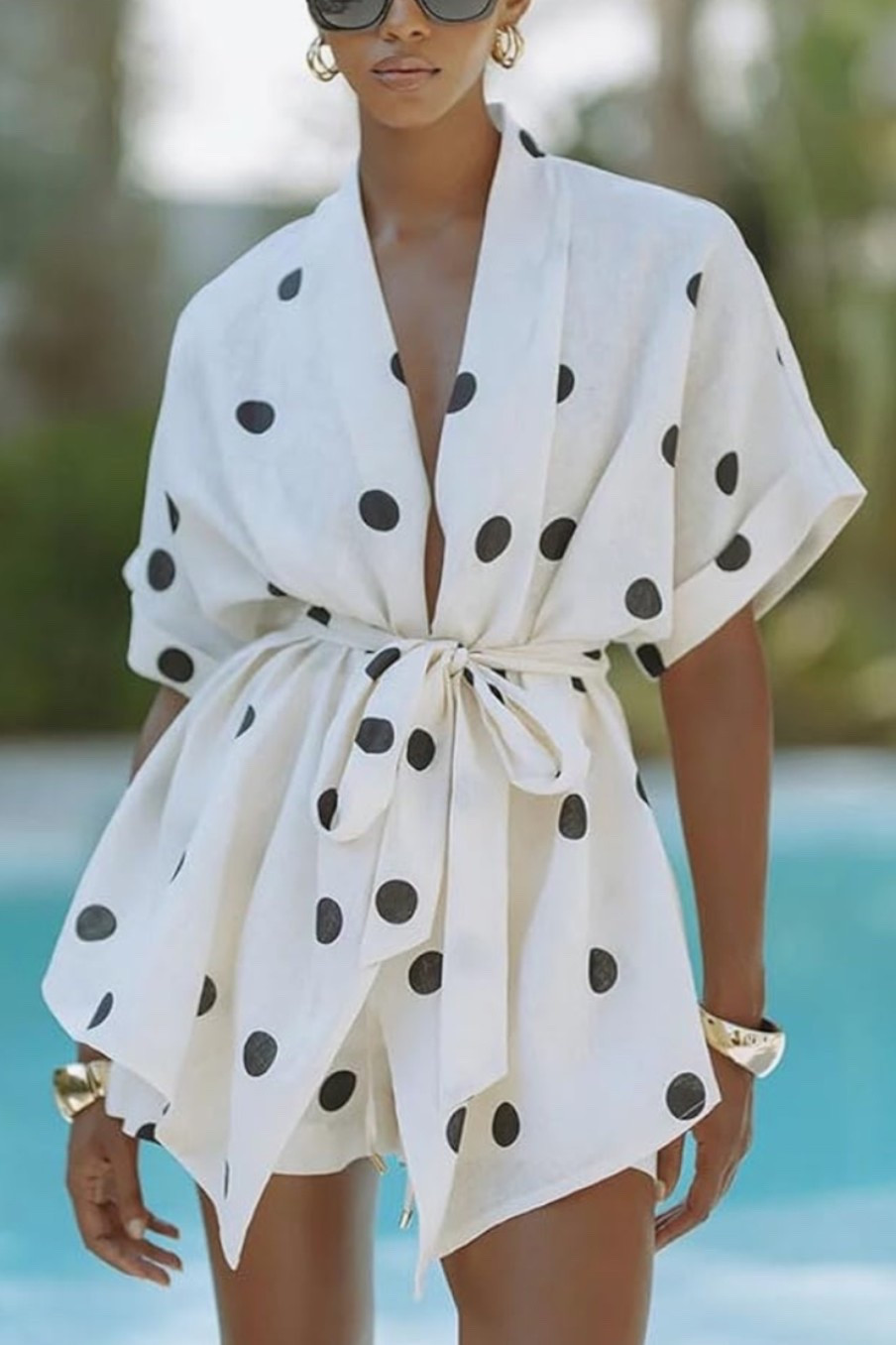 The cutest summer vacation outfit! 🥥🌿☀️ This polka dot 2-piece set is perfect for beach vacations, summer outfits, resort wear, brunch, travel days, and easy everyday style. Lightweight, cute, and effortless with that fun matching set look that makes getting dressed so easy. Perfect for vacation outfits, beach trips, poolside lounging, summer errands, and warm weather outfits.

Grab yours now before your size sells out. Only a couple sizes left! 🖤

#LTKTravel #LTKOver40 #LTKSeasonal