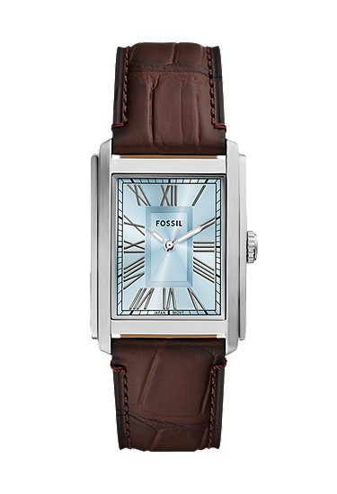 Uhr Carraway 3-Zeiger-Werk Krokoprägung Leder braun | Fossil (US)