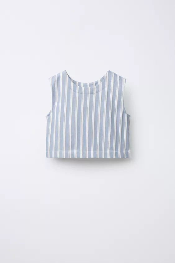 BOW TRIM STRIPED TOP | Zara US