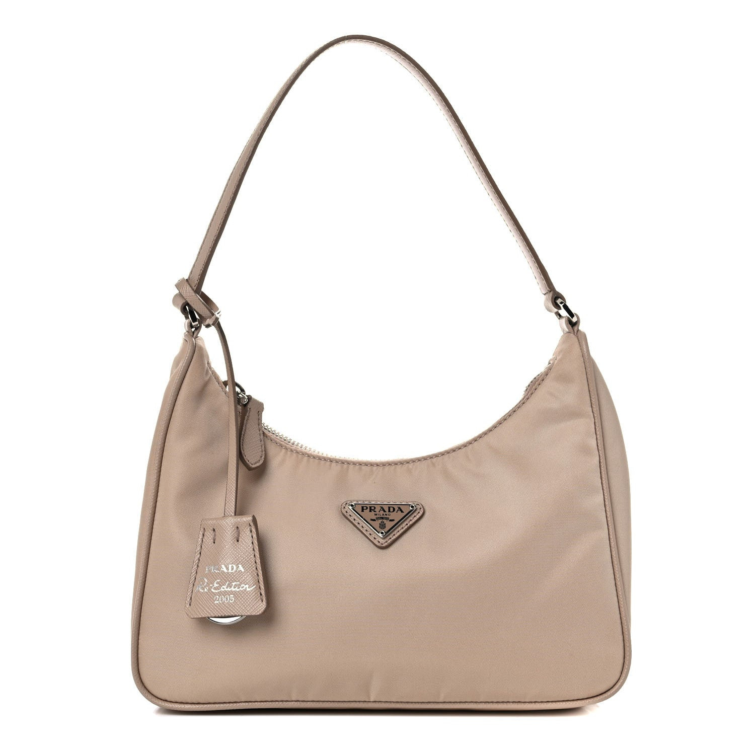 PRADA Tessuto Nylon Saffiano Mini Re-Edition 2005 Bag Cammeo | FASHIONPHILE | Fashionphile