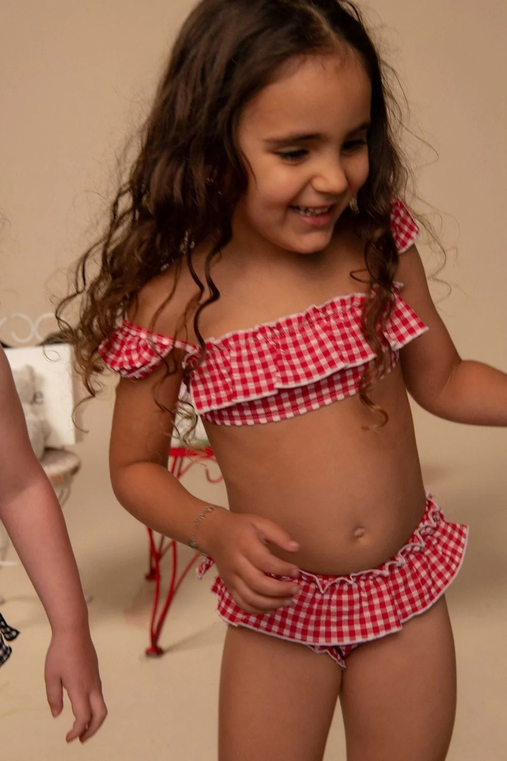 Red Micro Gingham Mini Cabana Bikini Set | Montce